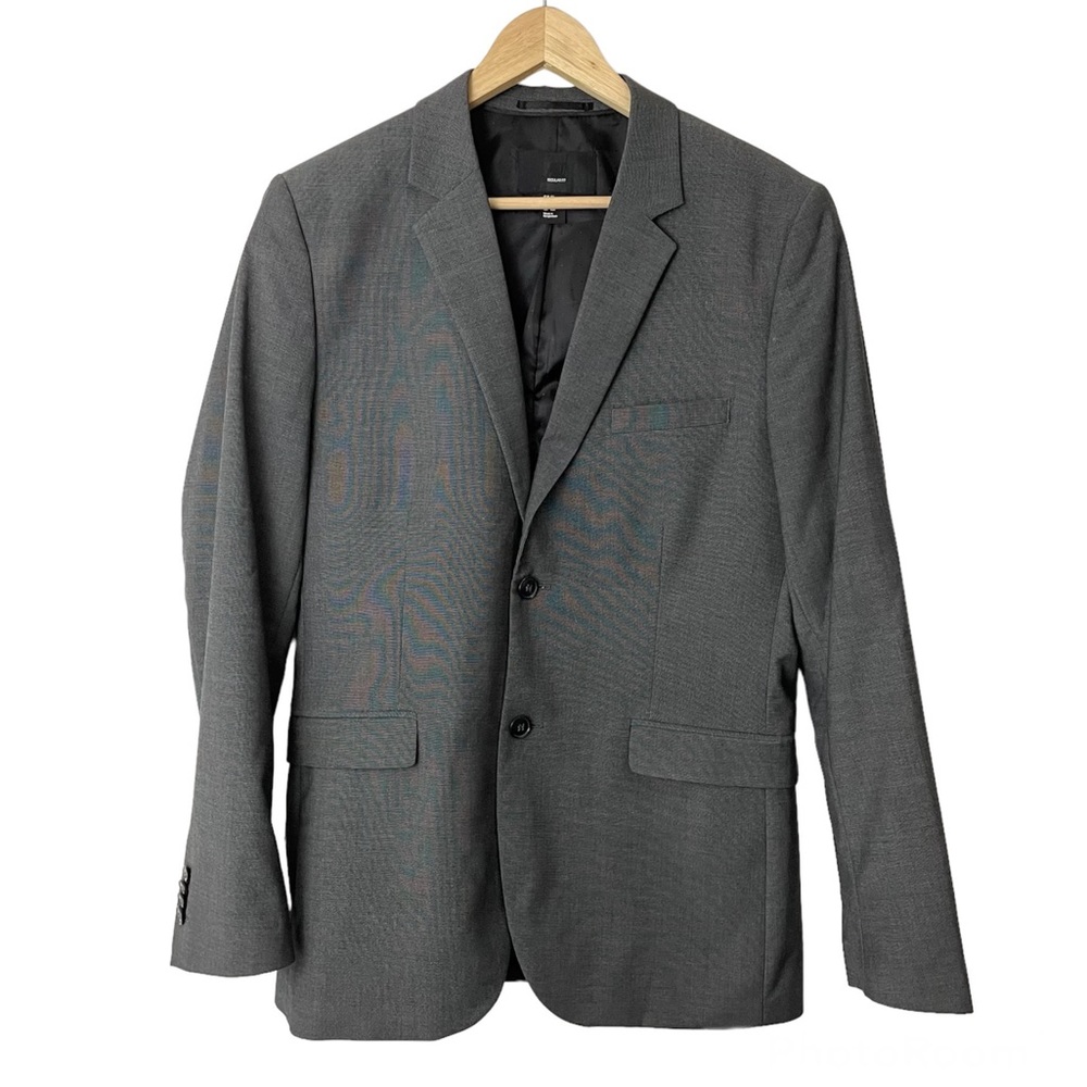 H&M Mens Gray Regular Fit Blazer Suit Jacket Size 40R